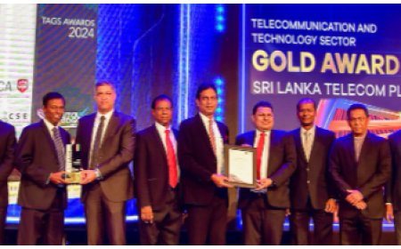 TAGS விருதுகள் 2024 இல் தொலைத்தொடர்பாடல் பிரிவில் SLT-MOBITEL தங்க விருதை சுவீகரிப்பு